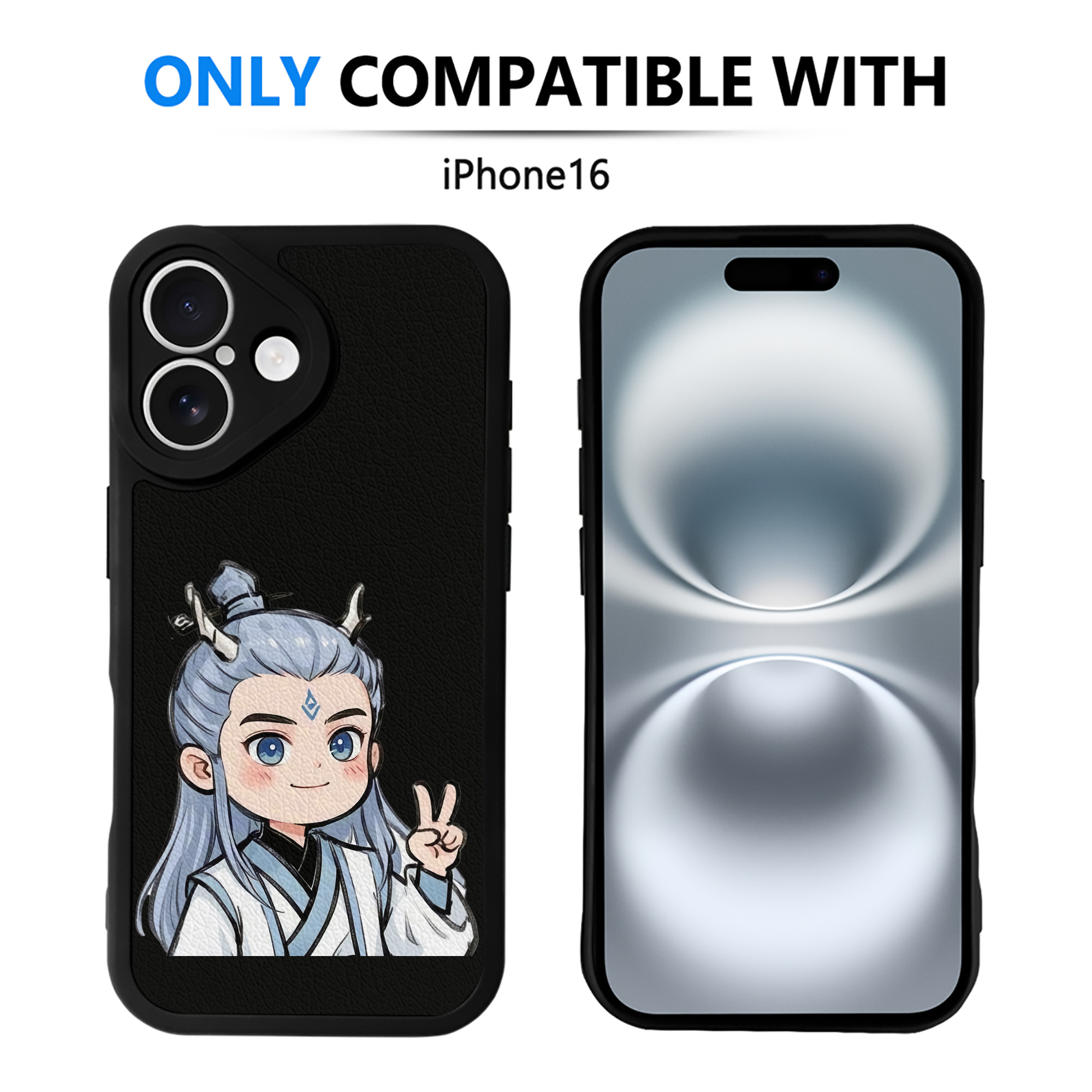 （画像用） Ne Zha 2 ナタ 魔童の大暴れ 【iPhone 16シリーズ対応】シリコンスマホケース（レザー調） 材質：シリコン